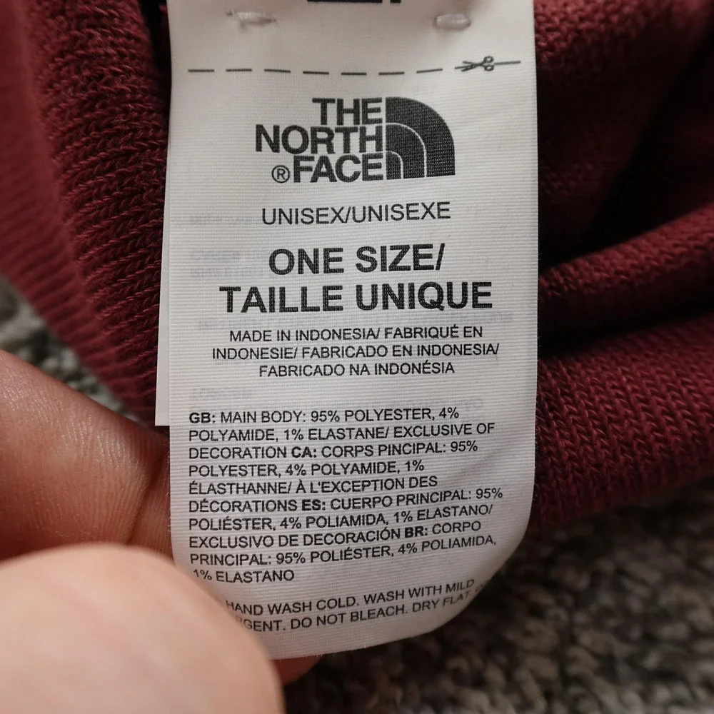 NEW North Face Beanie Hat Cap One Size Red Knit Logo Patch Mens Winter Outdoor‎
